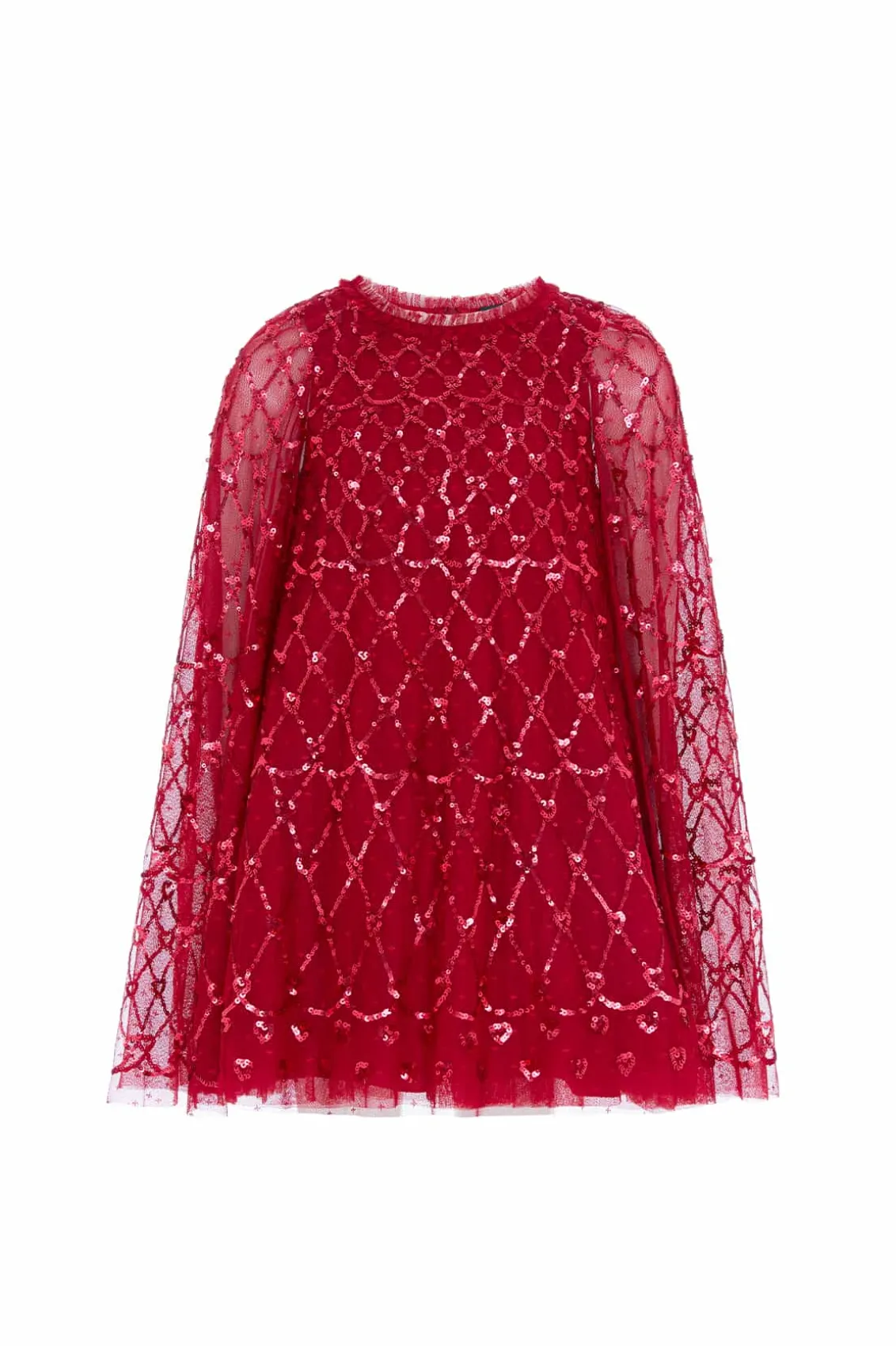 Mummy & Me | Kids Embellished Dresses^Needle & Thread Heart Lattice Cape Kids Dress Red