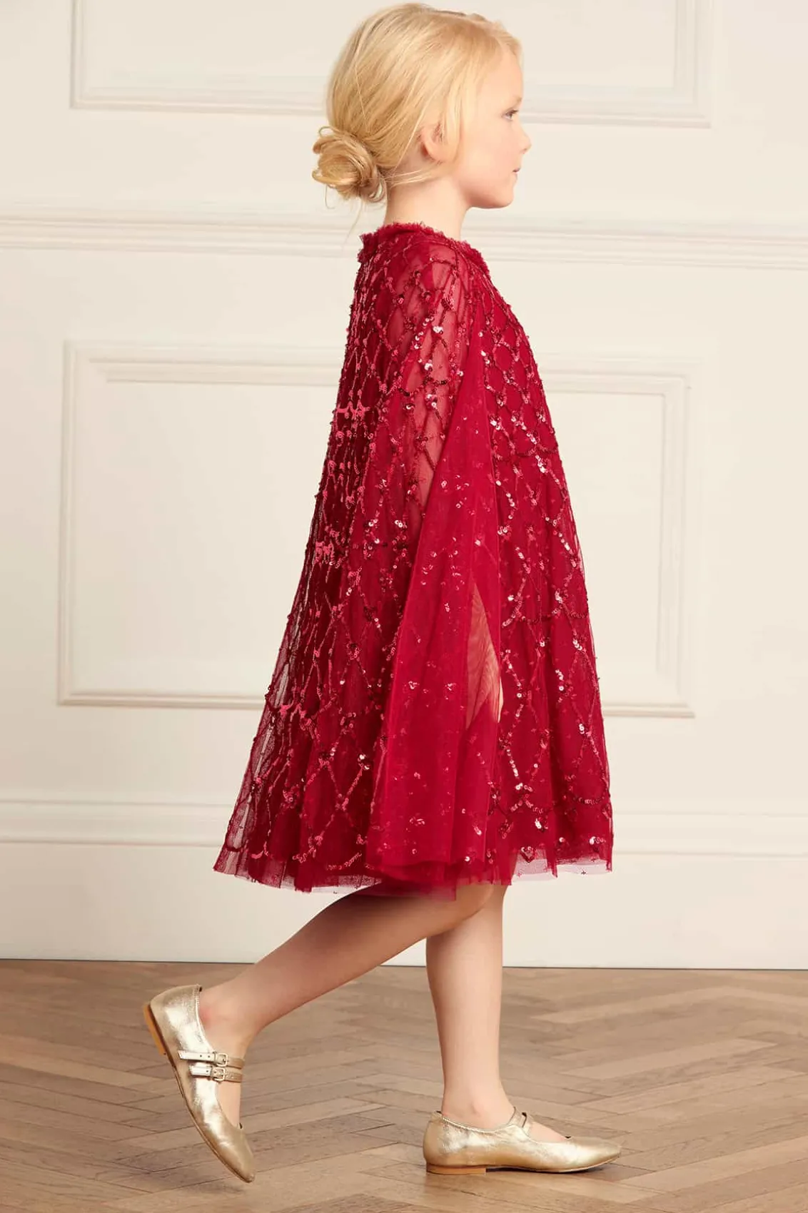 Mummy & Me | Kids Embellished Dresses^Needle & Thread Heart Lattice Cape Kids Dress Red