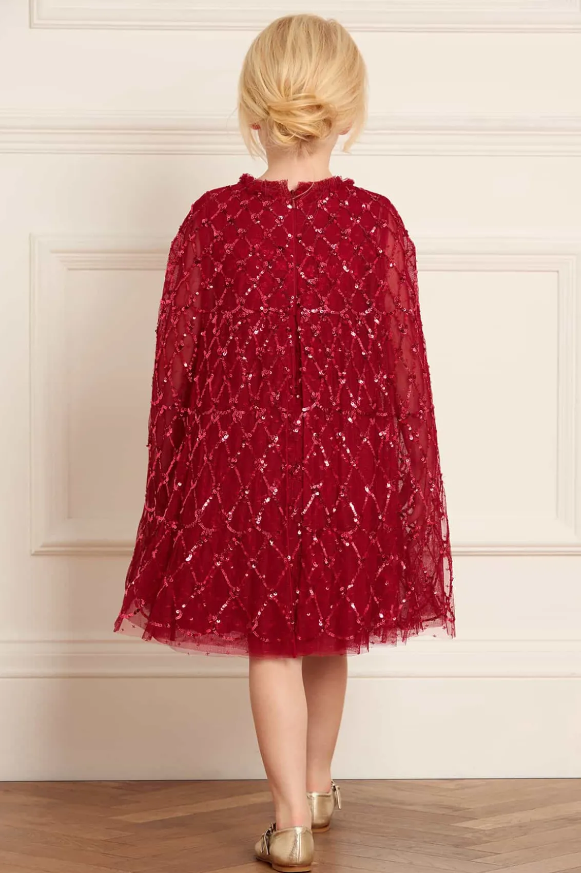 Mummy & Me | Kids Embellished Dresses^Needle & Thread Heart Lattice Cape Kids Dress Red