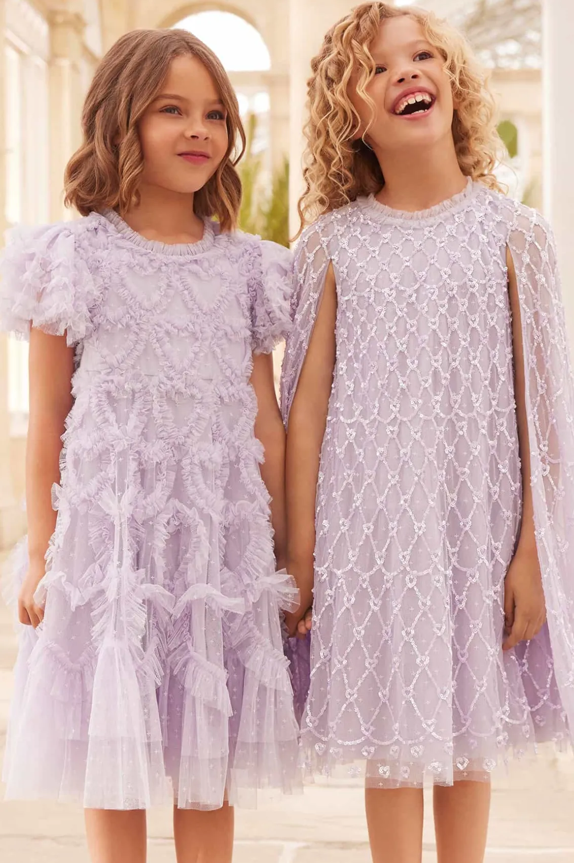 Mummy & Me | Kids Embellished Dresses^Needle & Thread Heart Lattice Cape Kids Dress Purple