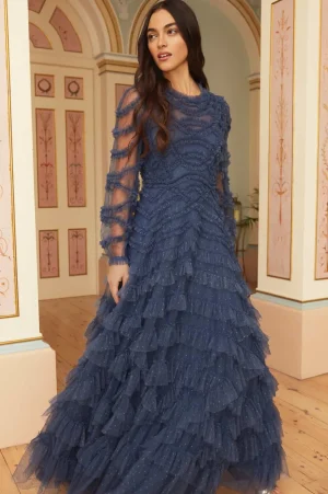 Evening Dresses | Responsibly Sourced^Needle & Thread Lana Round Neck Gown Blue