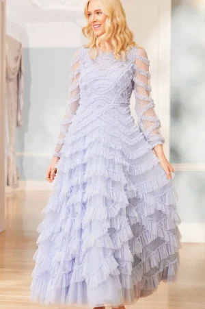 Evening Dresses | Responsibly Sourced^Needle & Thread Lana Round Neck Gown Blue