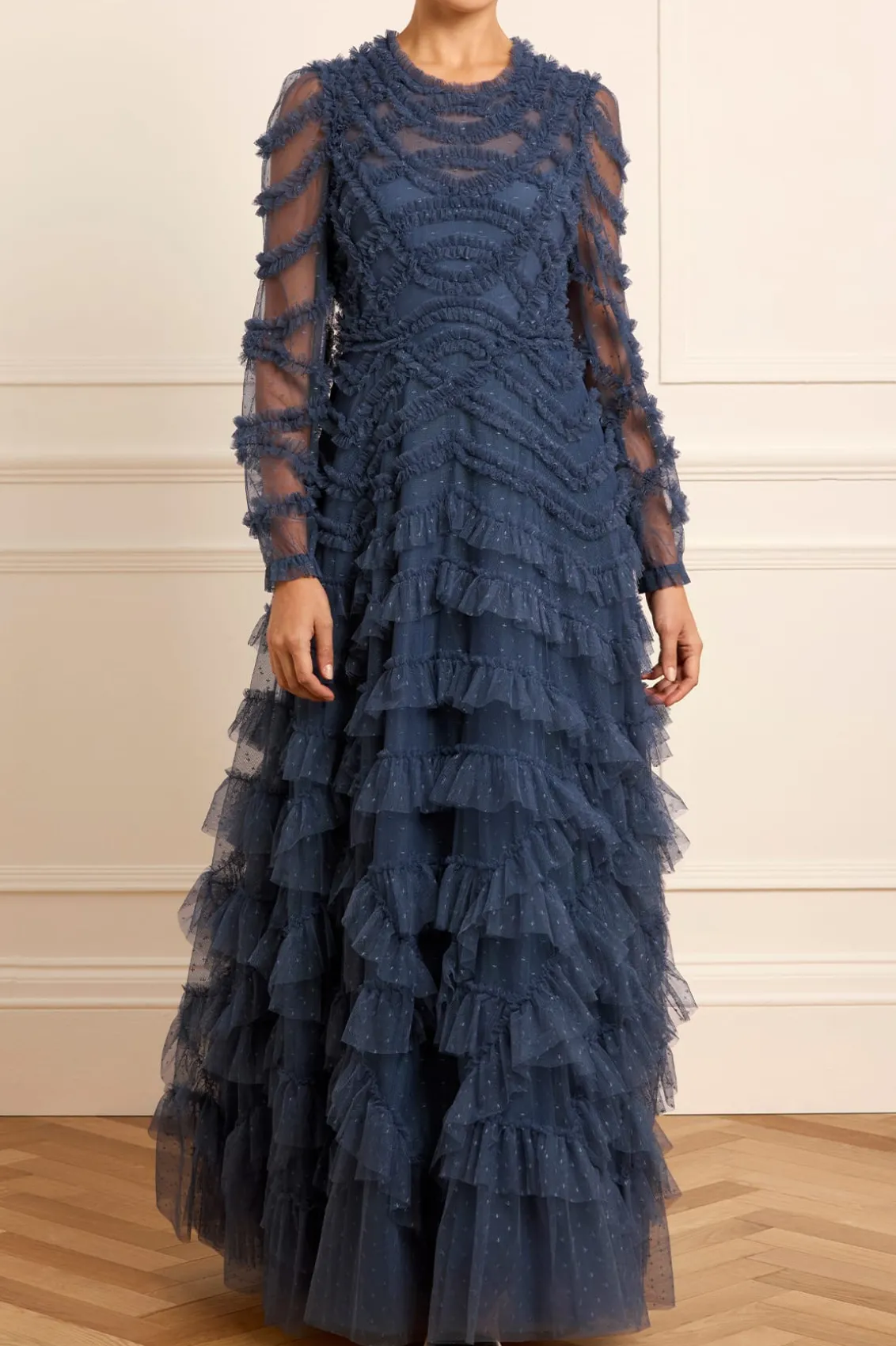 Evening Dresses | Responsibly Sourced^Needle & Thread Lana Round Neck Gown Blue