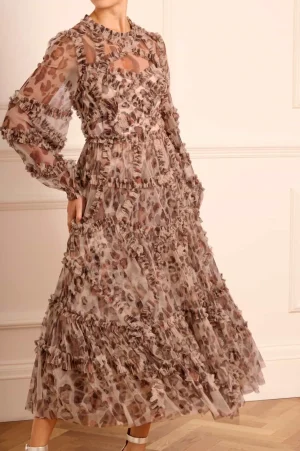 Evening Dresses | Printed Dresses^Needle & Thread Leopard Diamond Ruffle Ballerina Dress Multi