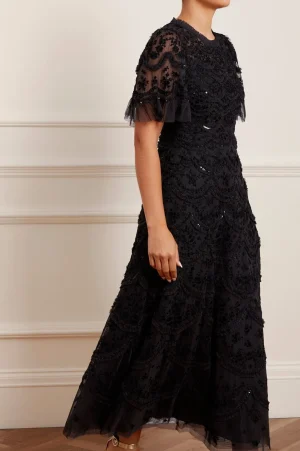 Evening Dresses | Embroidered Dresses^Needle & Thread Lily Bloom Ankle Gown Black