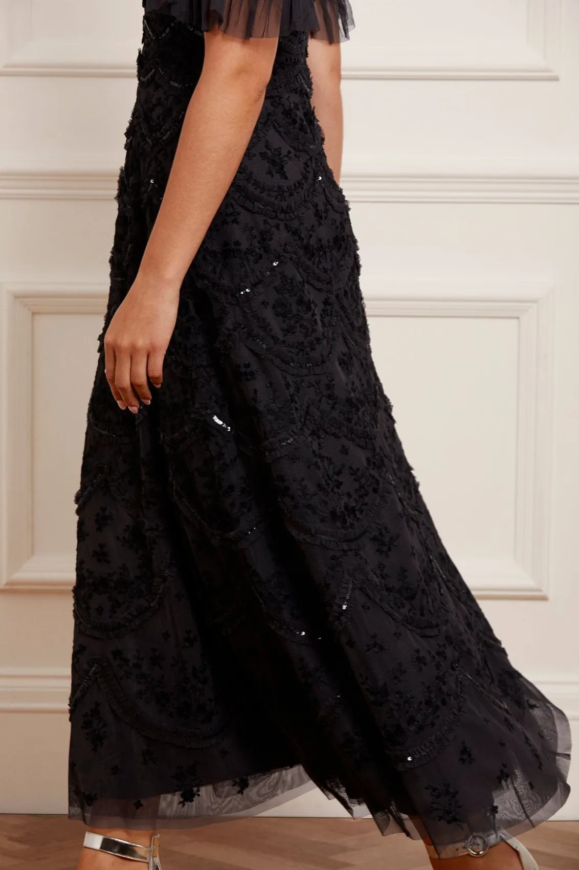 Evening Dresses | Embroidered Dresses^Needle & Thread Lily Bloom Ankle Gown Black