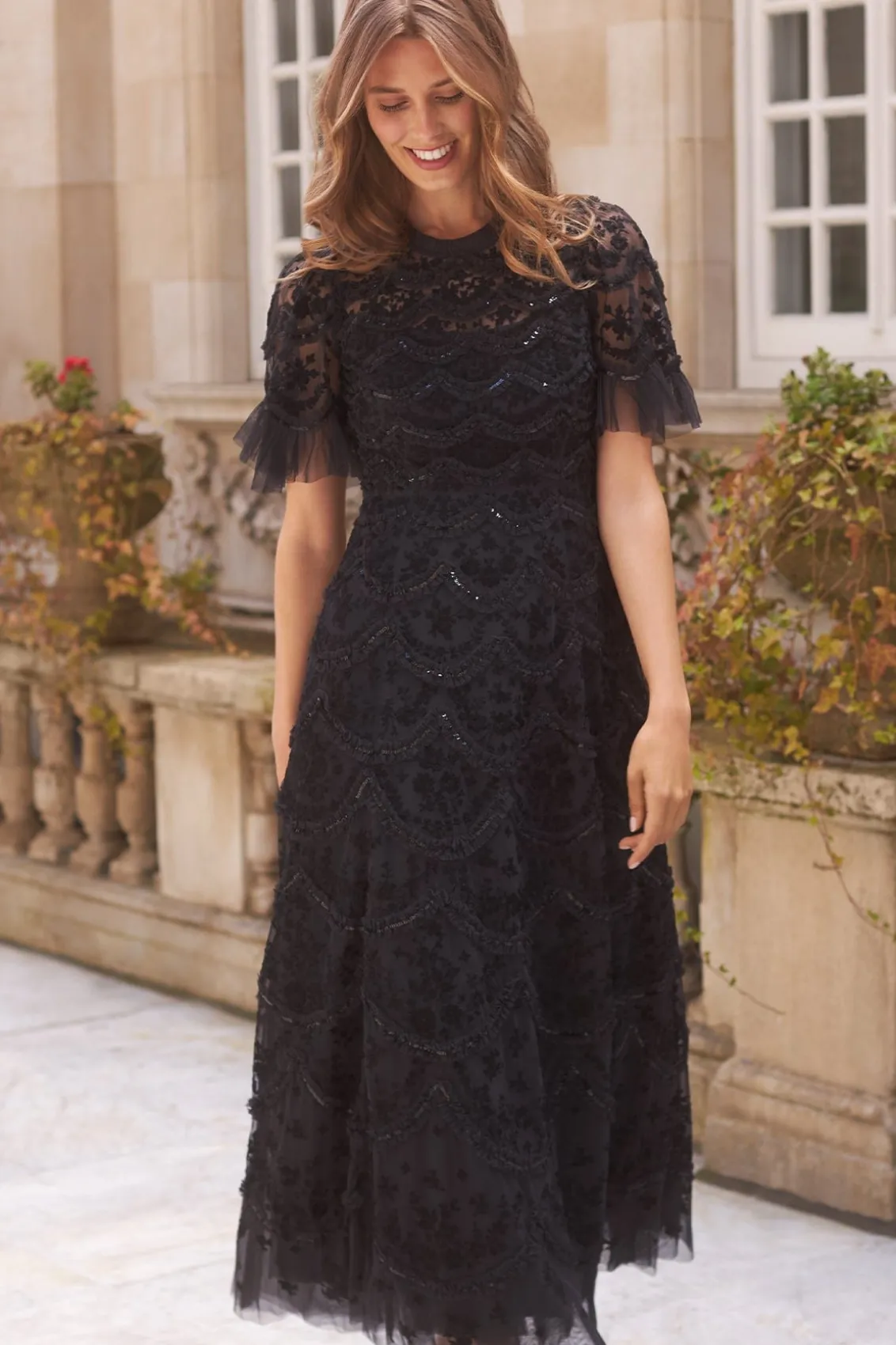 Evening Dresses | Embroidered Dresses^Needle & Thread Lily Bloom Ankle Gown Black