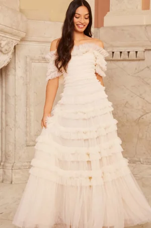 Bridal | Mummy & Me^Needle & Thread Lisette Ruffle Off Shoulder Gown Champagne