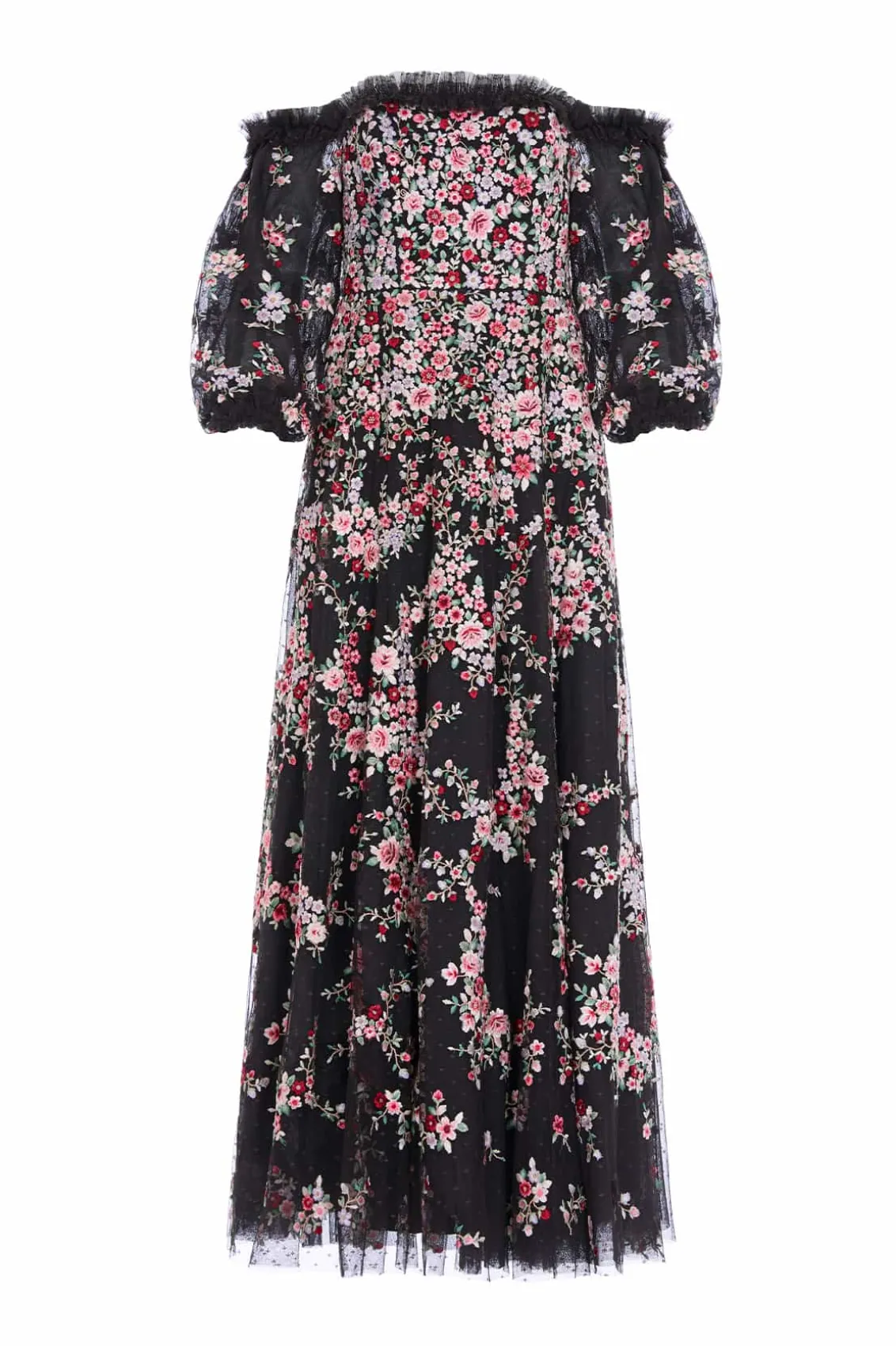 Mummy & Me | Evening Dresses^Needle & Thread Lunaria Wreath Off-Shoulder Long Sleeve Gown Black