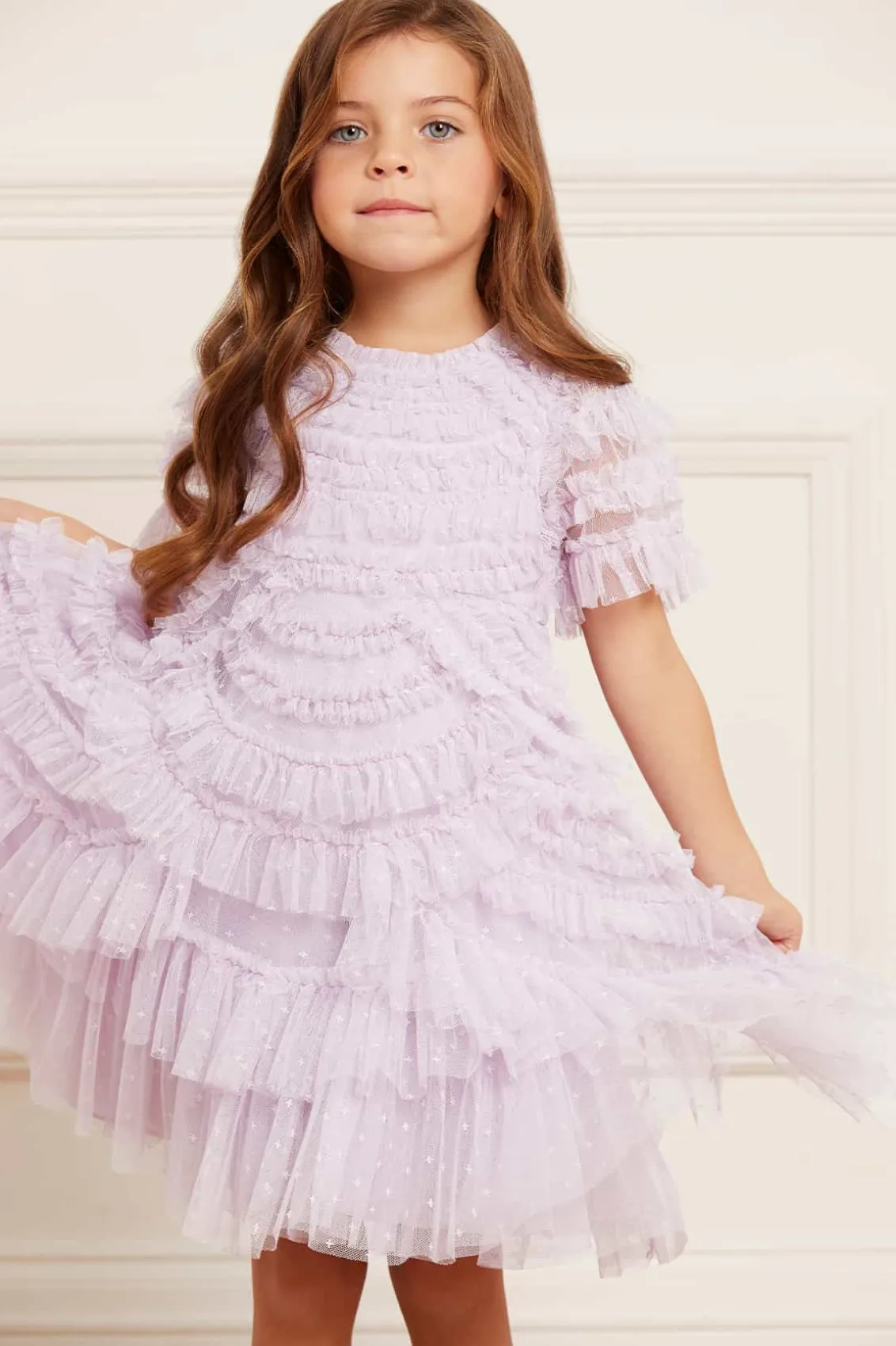 Kids Responsibly Sourced^Needle & Thread Marilla Ruffle Kids Dress Purple