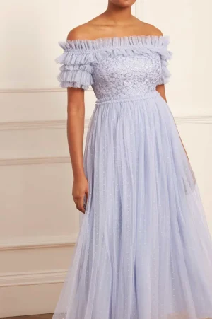 Bridesmaid | Evening Dresses^Needle & Thread Midsummer Lace Bodice Off-Shoulder Ankle Gown Blue