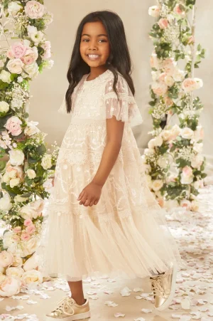 Mummy & Me | Flower Girl^Needle & Thread Midsummer Lace Kids Dress Champagne
