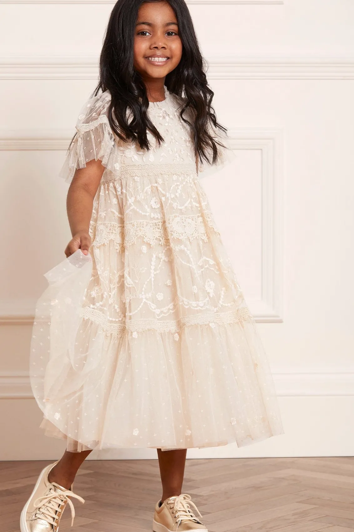 Mummy & Me | Flower Girl^Needle & Thread Midsummer Lace Kids Dress Champagne