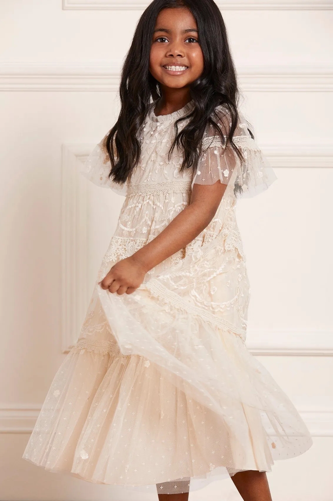 Mummy & Me | Flower Girl^Needle & Thread Midsummer Lace Kids Dress Champagne