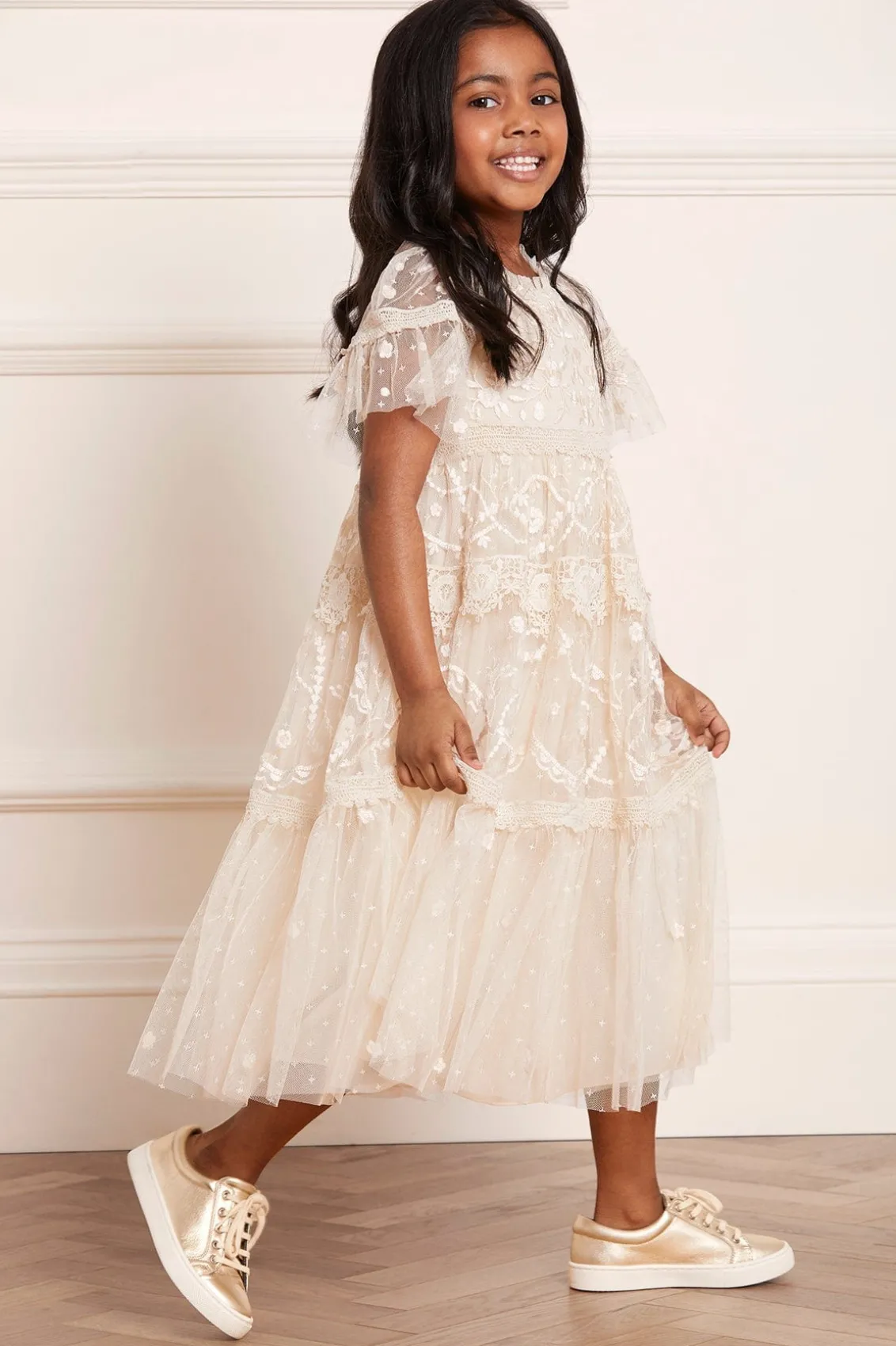 Mummy & Me | Flower Girl^Needle & Thread Midsummer Lace Kids Dress Champagne