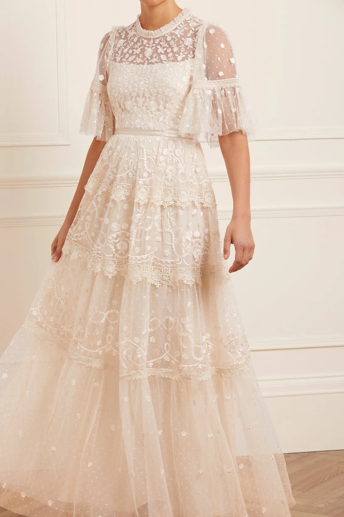 Bridal | Mummy & Me^Needle & Thread Midsummer Lace Round Neck Gown Champagne