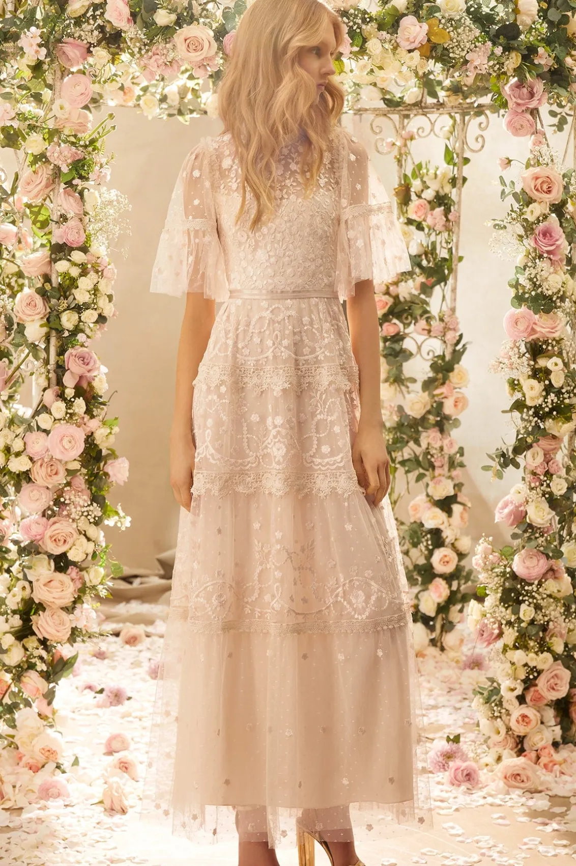 Bridal | Mummy & Me^Needle & Thread Midsummer Lace Round Neck Gown Champagne