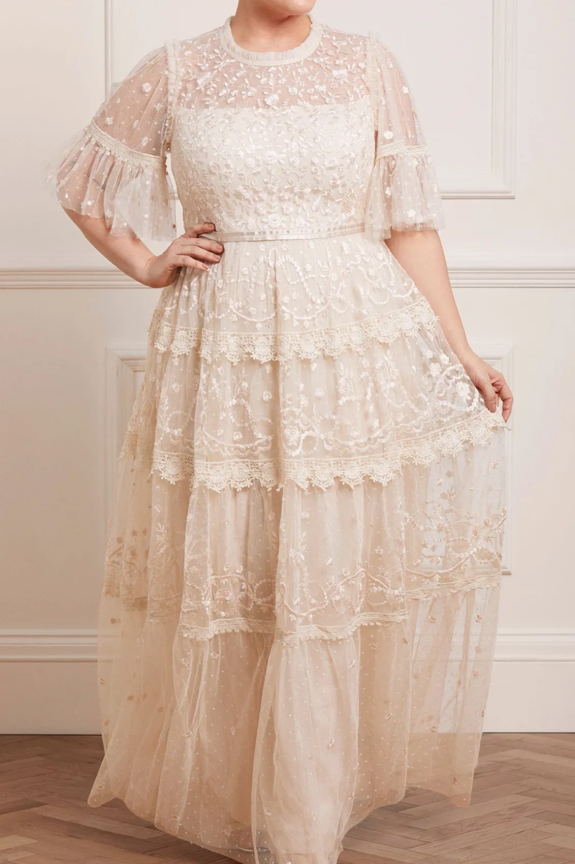 Bridal | Mummy & Me^Needle & Thread Midsummer Lace Round Neck Gown Champagne