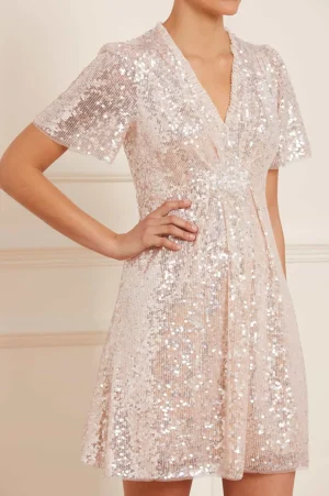 Wedding Wardrobe | Mummy & Me^Needle & Thread Mila Gloss Mini Dress Champagne