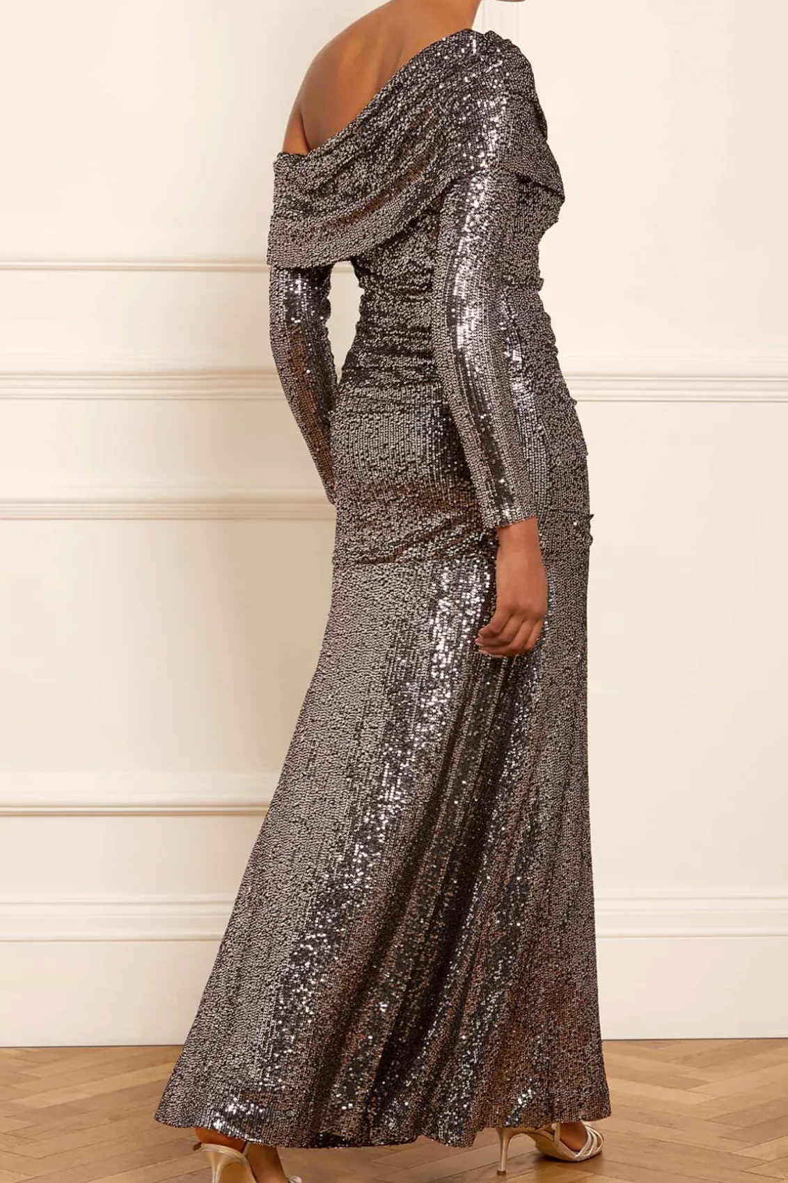 Embellished Dresses | Dresses^Needle & Thread Nova One-Shoulder Ankle Gown Grey