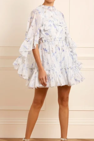 Wedding Guest | Mummy & Me^Needle & Thread Ophelia Ditsy Harper Chiffon Cape Micro Mini Dress Multi