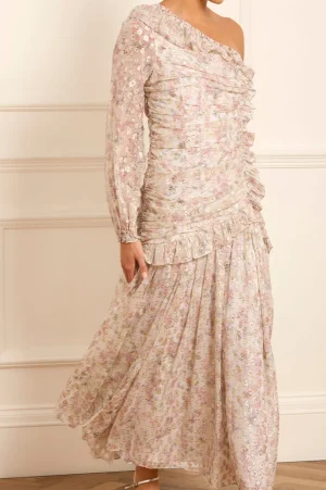 Day Dresses | Printed Dresses^Needle & Thread Ophelia Ditsy Lurex One-Shoulder Ankle Gown Multi