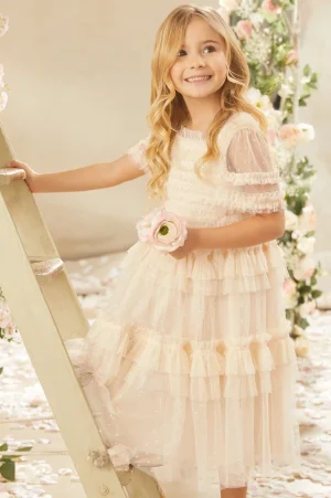 Flower Girl | Flower Girl^Needle & Thread Peaches Smocked Kids Dress Champagne