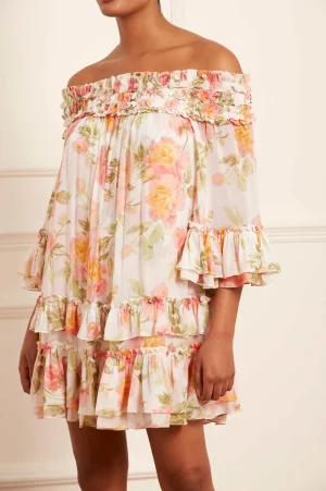 Mini Dresses^Needle & Thread Peony Promise Chiffon Off-Shoulder Tiered Micro Mini Dress Multi