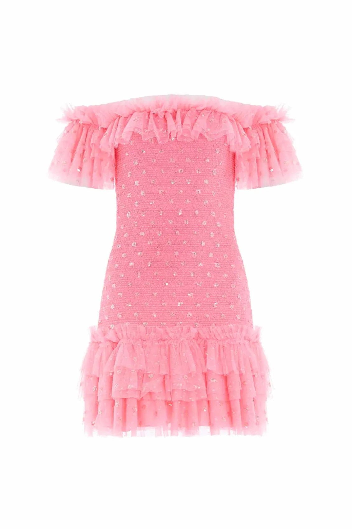 Mini Dresses^Needle & Thread Polka Dot Smocked Micro Mini Dress Coral