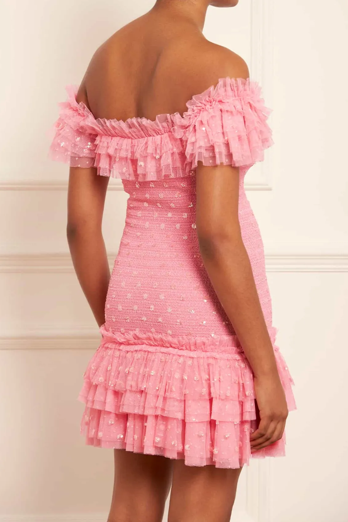 Mini Dresses^Needle & Thread Polka Dot Smocked Micro Mini Dress Coral