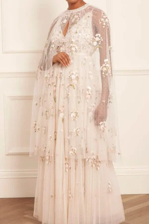 Wedding Wardrobe | Bridal^Needle & Thread Posy Midaxi Open Cape Champagne