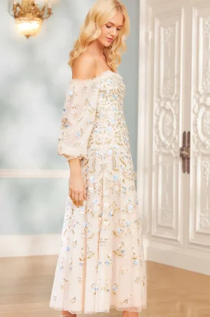 Mummy & Me | Evening Dresses^Needle & Thread Posy Pirouette Off-Shoulder Ankle Gown Champagne