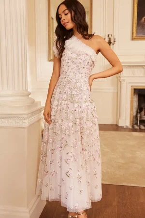 Mummy & Me | Evening Dresses^Needle & Thread Posy Pirouette One-Shoulder Ankle Gown Champagne