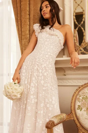 Bridal | Evening Dresses^Needle & Thread Posy Pirouette One-Shoulder Ankle Gown Champagne