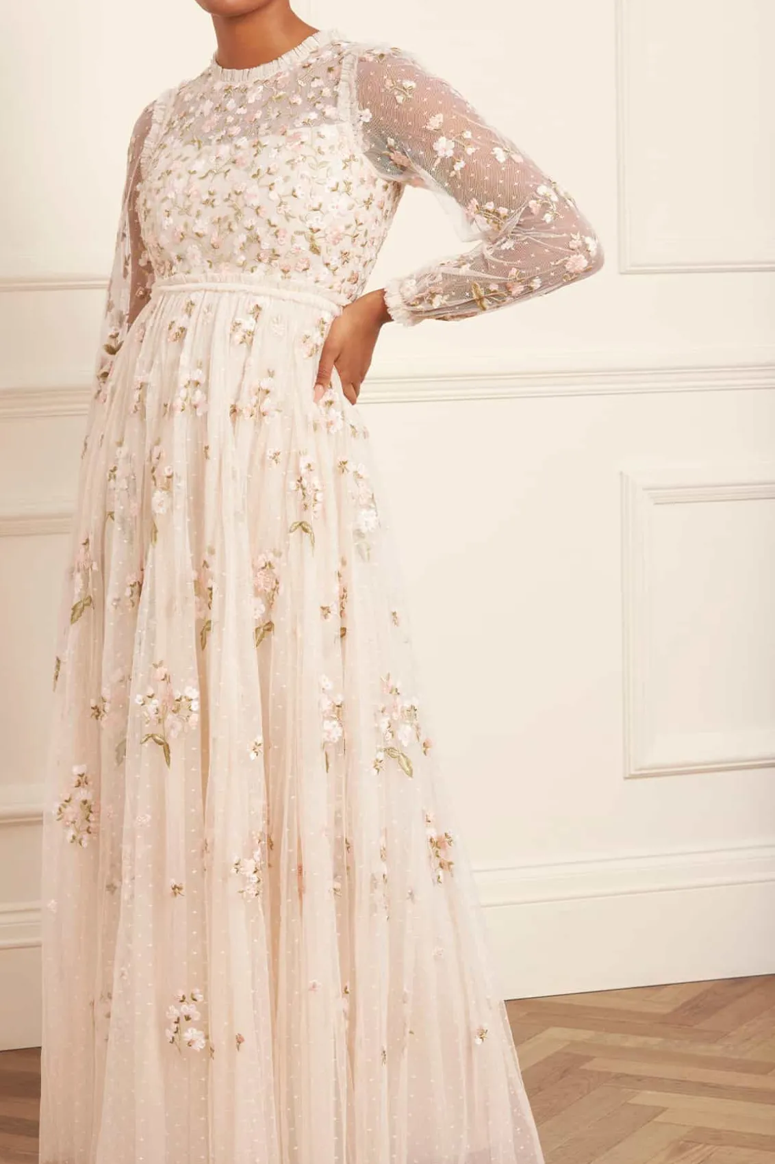 Bridesmaid | Bridal^Needle & Thread Posy Round Neck Gown Champagne