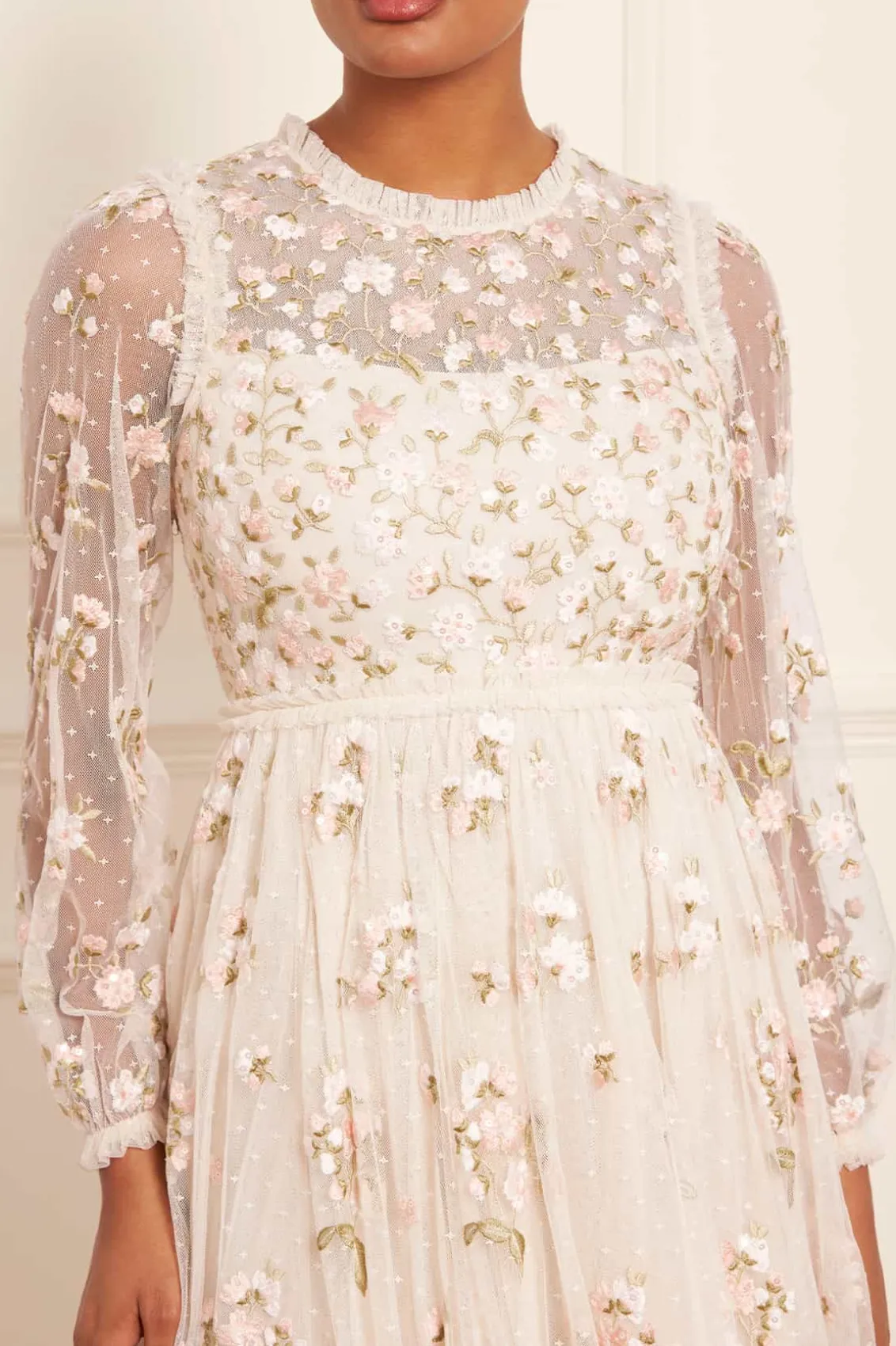 Bridesmaid | Bridal^Needle & Thread Posy Round Neck Gown Champagne