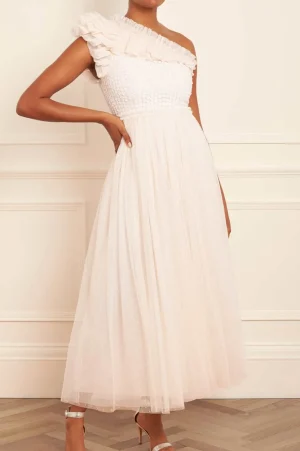 Bridal | Evening Dresses^Needle & Thread Raindrop Bodice One-Shoulder Ankle Gown Champagne