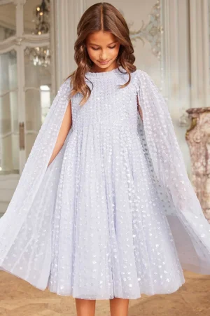 Mummy & Me | Flower Girl^Needle & Thread Raindrop Cape Kids Dress Blue