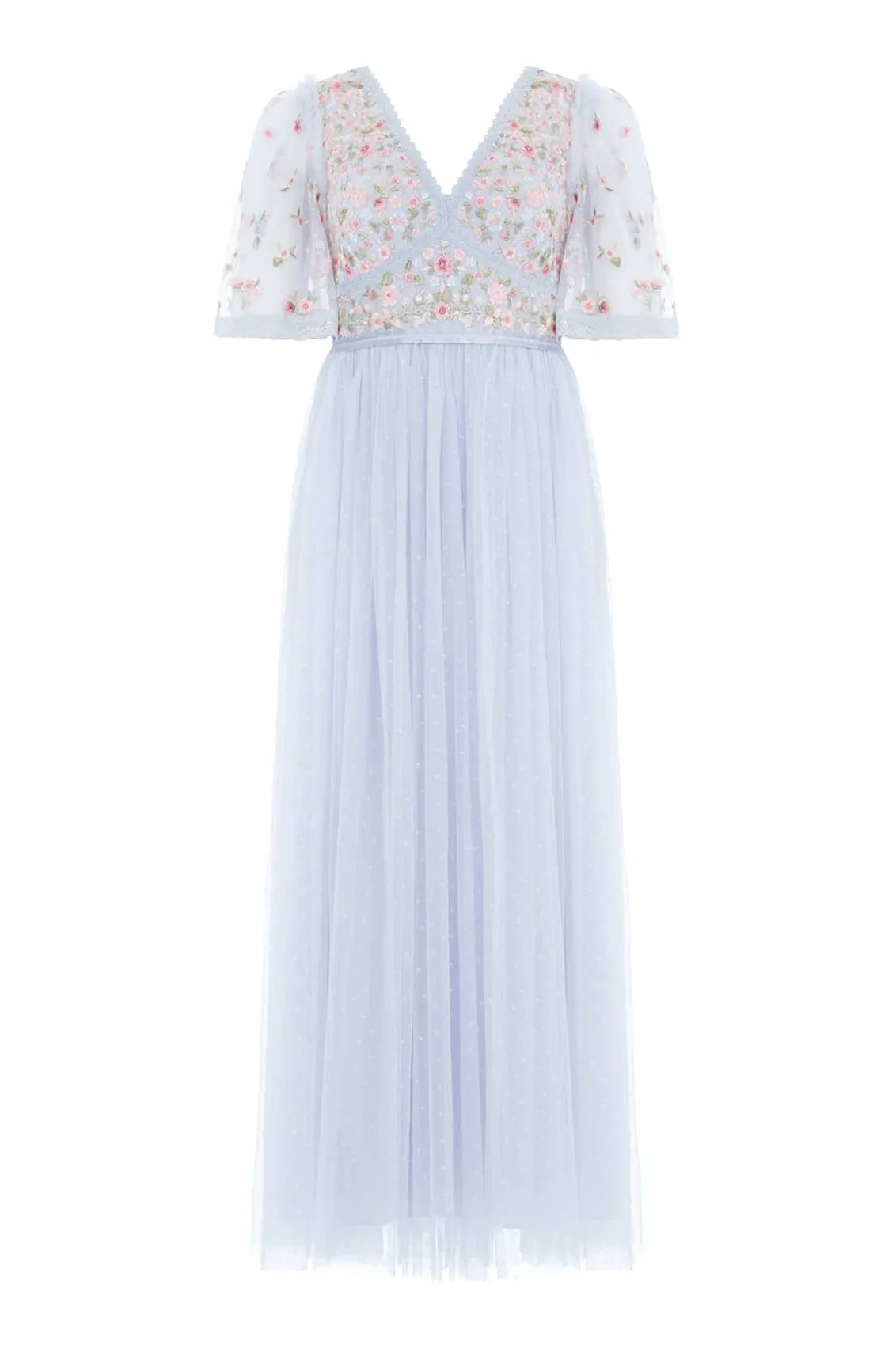 Embroidered Dresses | Responsibly Sourced^Needle & Thread Ribbon Bouquet Bodice Ankle Gown Blue