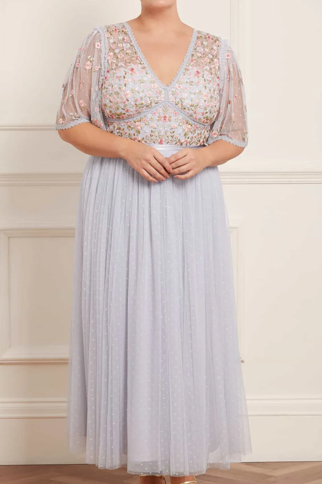 Embroidered Dresses | Responsibly Sourced^Needle & Thread Ribbon Bouquet Bodice Ankle Gown Blue