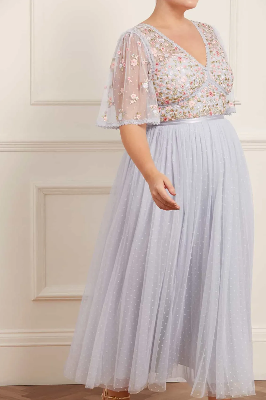 Embroidered Dresses | Responsibly Sourced^Needle & Thread Ribbon Bouquet Bodice Ankle Gown Blue