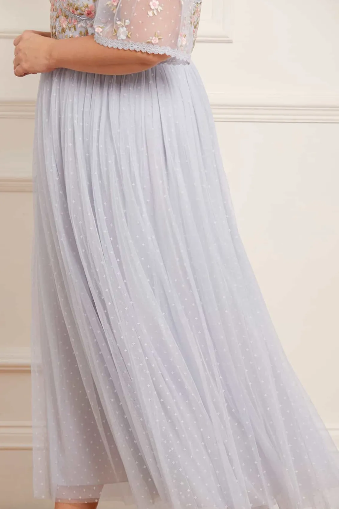 Embroidered Dresses | Responsibly Sourced^Needle & Thread Ribbon Bouquet Bodice Ankle Gown Blue