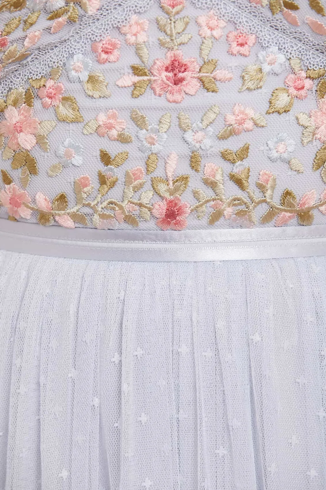 Embroidered Dresses | Responsibly Sourced^Needle & Thread Ribbon Bouquet Bodice Ankle Gown Blue