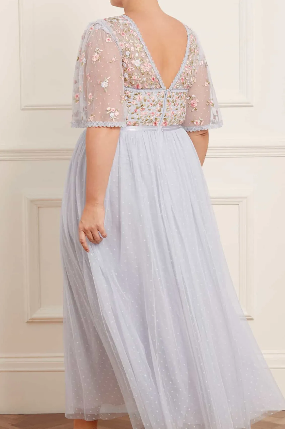 Embroidered Dresses | Responsibly Sourced^Needle & Thread Ribbon Bouquet Bodice Ankle Gown Blue