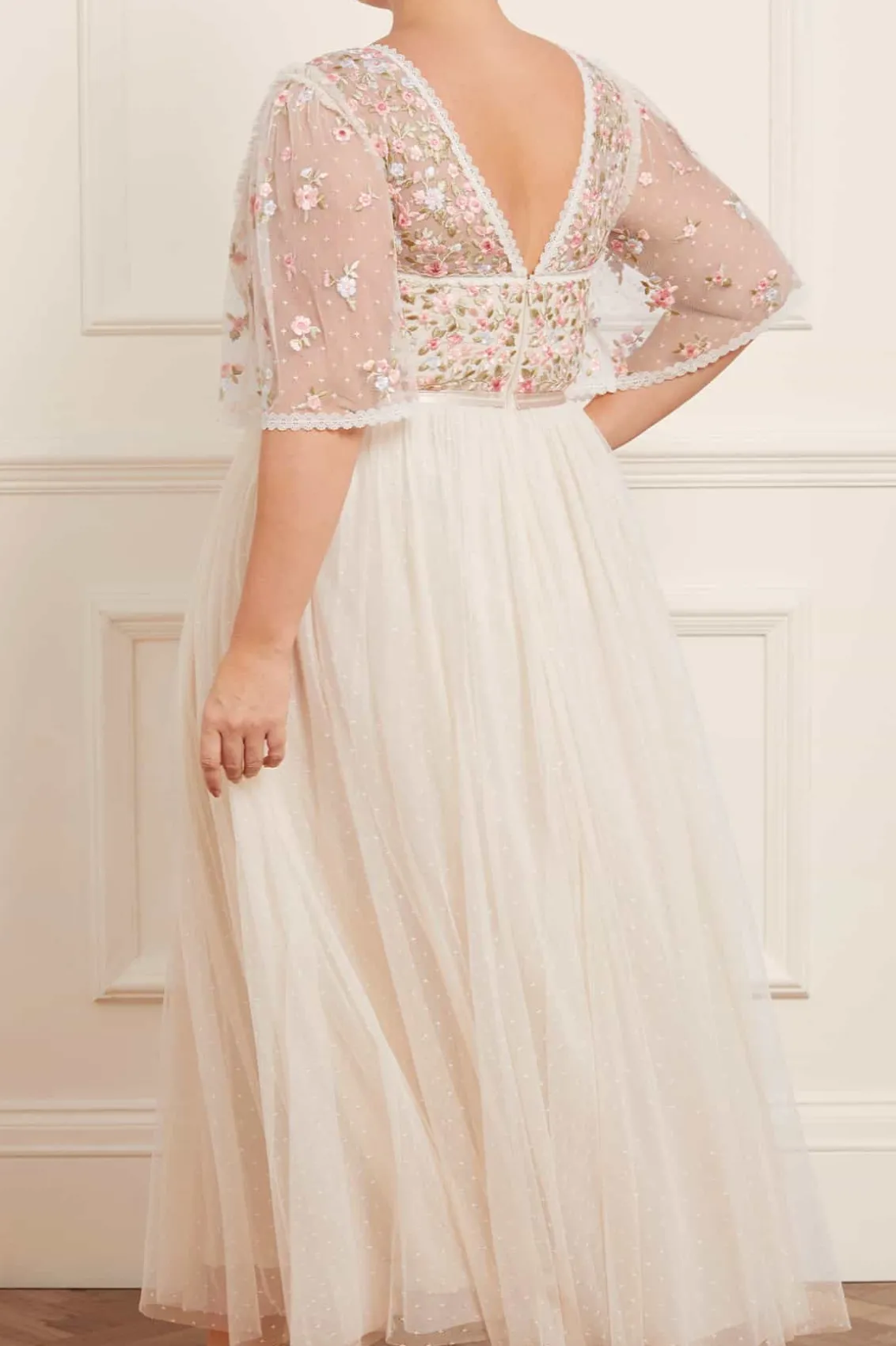 Embroidered Dresses | Responsibly Sourced^Needle & Thread Ribbon Bouquet Bodice Ankle Gown Champagne