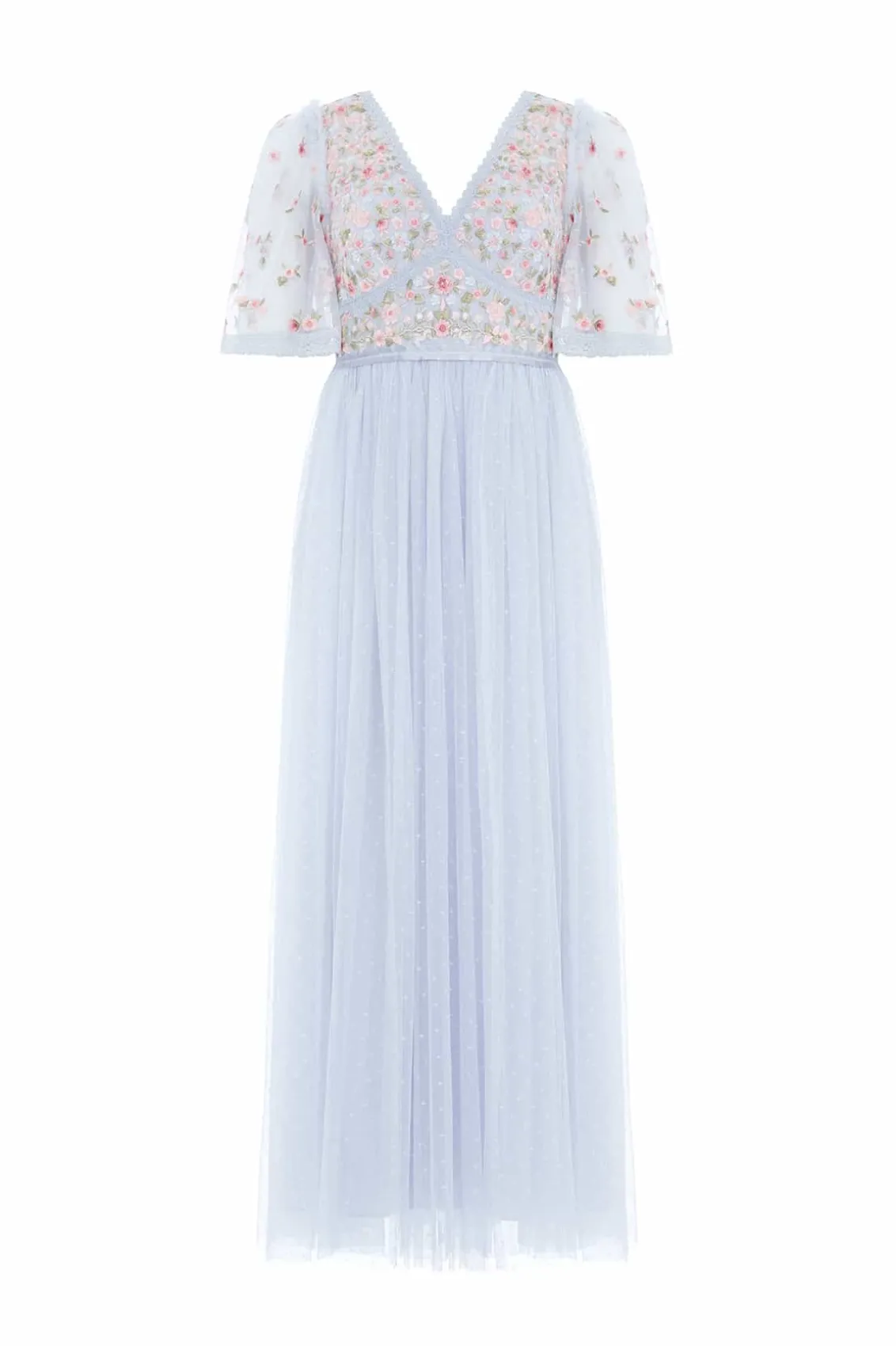 Embroidered Dresses | Responsibly Sourced^Needle & Thread Ribbon Bouquet Bodice Midaxi Dress Blue