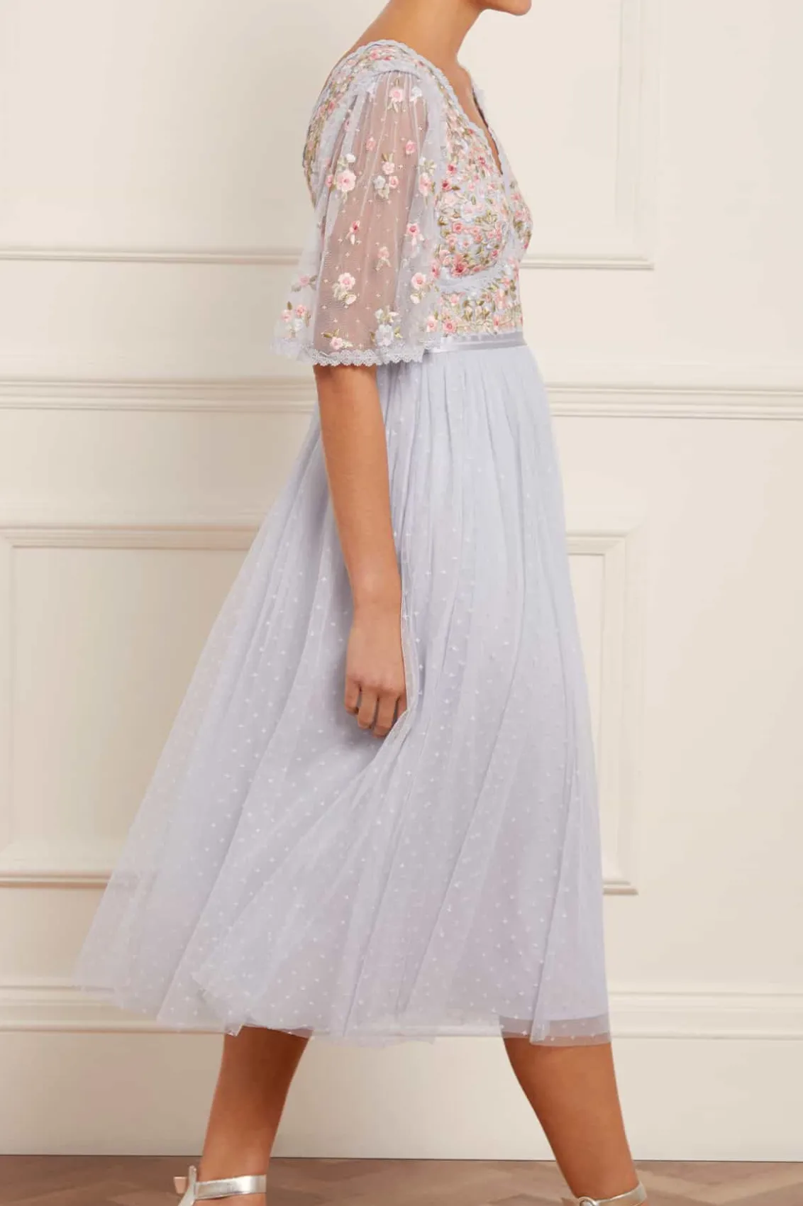 Embroidered Dresses | Responsibly Sourced^Needle & Thread Ribbon Bouquet Bodice Midaxi Dress Blue