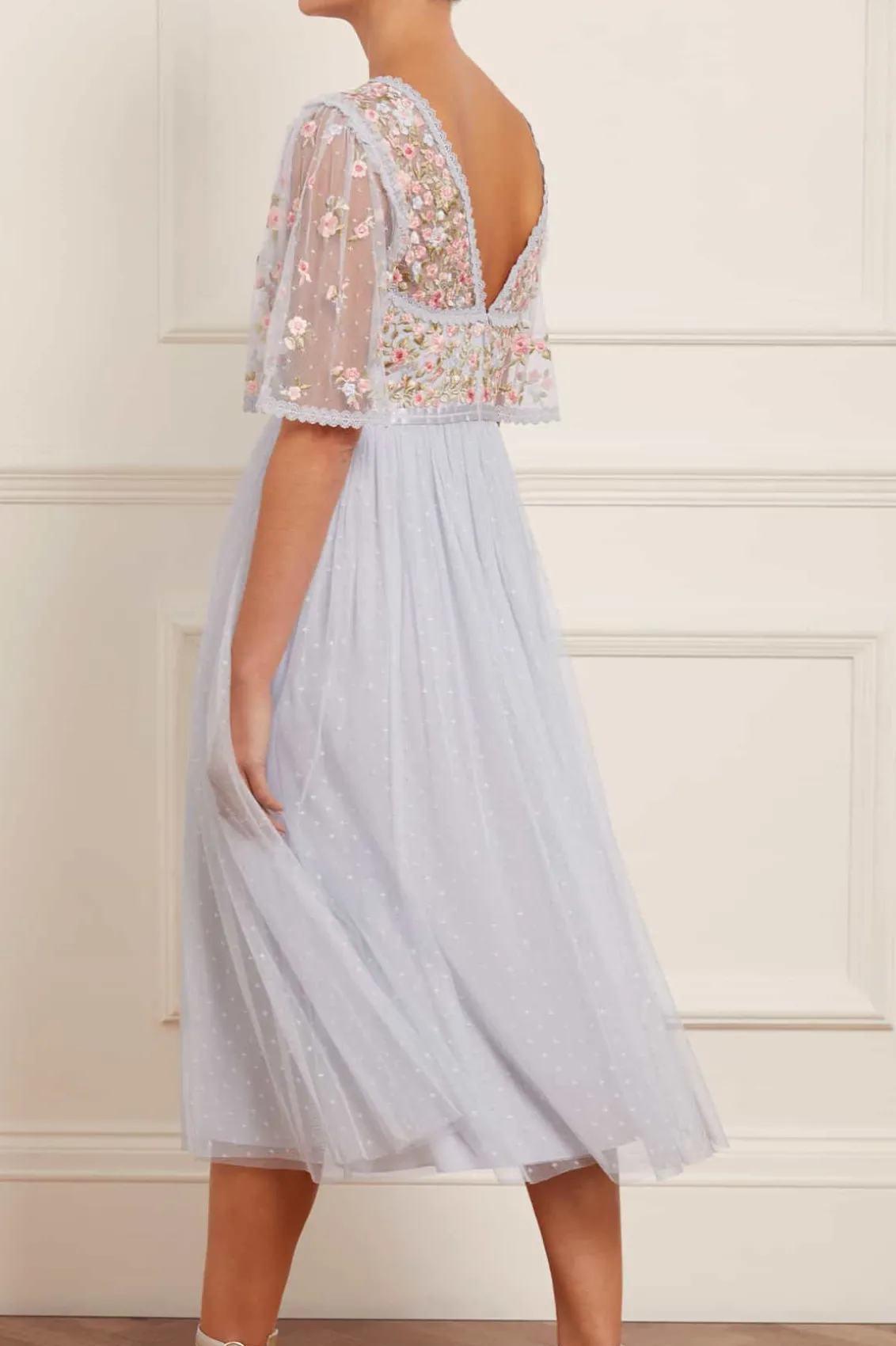 Embroidered Dresses | Responsibly Sourced^Needle & Thread Ribbon Bouquet Bodice Midaxi Dress Blue