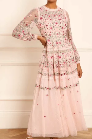 Evening Dresses | Embroidered Dresses^Needle & Thread Ribbon Bouquet Gown Pink