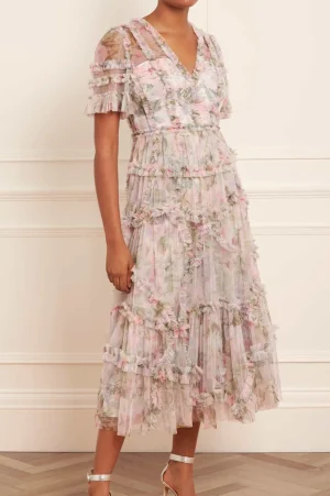 Wedding Guest | Printed Dresses^Needle & Thread Rose Powder Ruffle Ballerina Dress Multi
